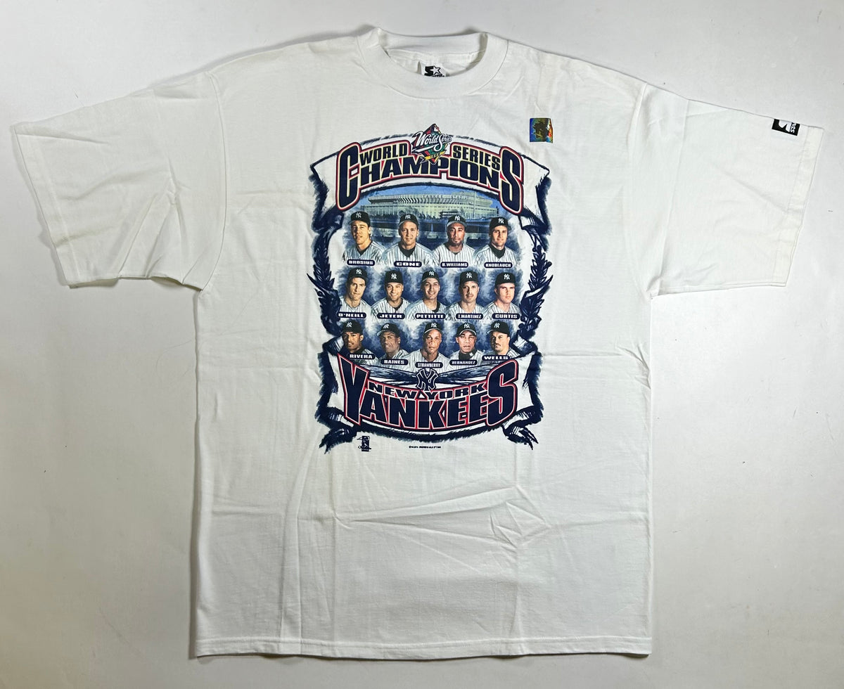 Vintage Starter New York Yankees 1998 World Series Champs Lineup Tee New L/XL Fit 23.5x31.25 Inches