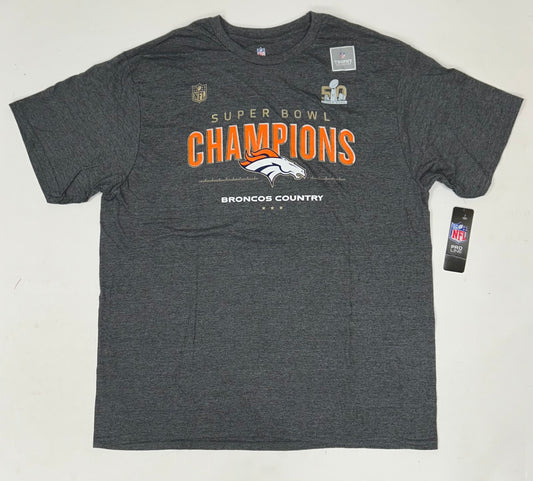 Denver Broncos Super Bowl 50 NFL Champions Trophy Collection Tee 2XL Brand New 24.25x32 Inches