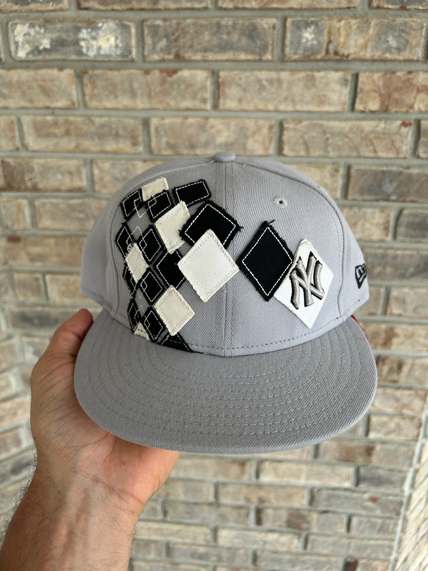 New York Yankees MLB New Era 59Fifty Gray Fitted Hat 7 5/8” Argyle Diamond Style