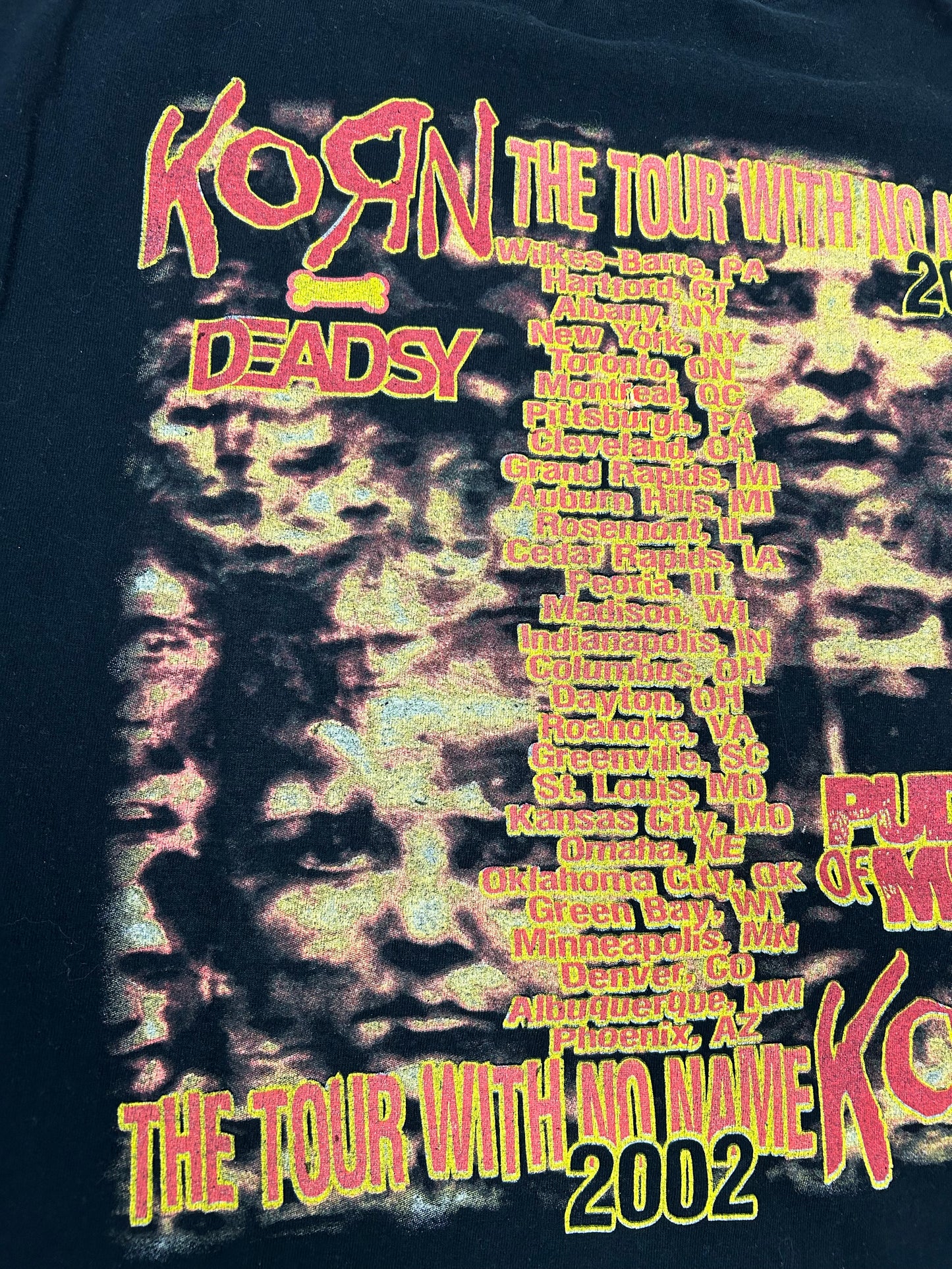 Vintage 2002 Korn Untouchables  The Tour With No Name Band Heavy Rock Shirt XL 23.25x29.25 Inches