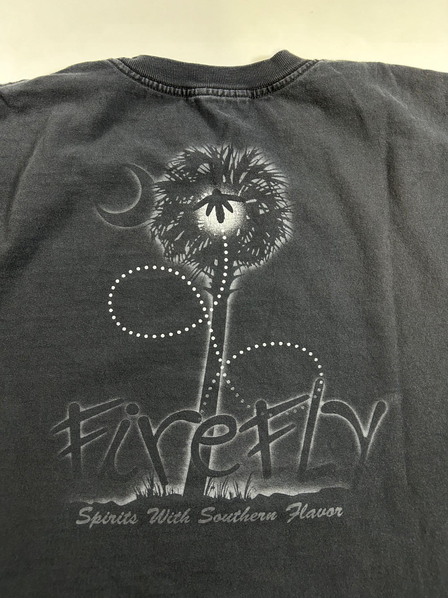 Vintage Firefly Moonshine Light It Up! Spirits Southern Flavor Tee Large 21.5x27.25 Inches As Is