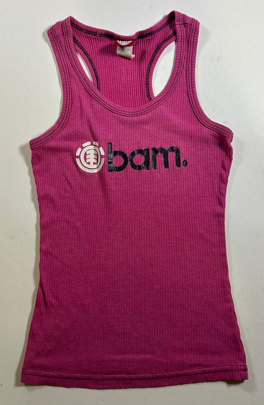 Vintage Bam Margera Element Skateboards Racerback Tank Top Hot Pink 11.5x20.5 Inches