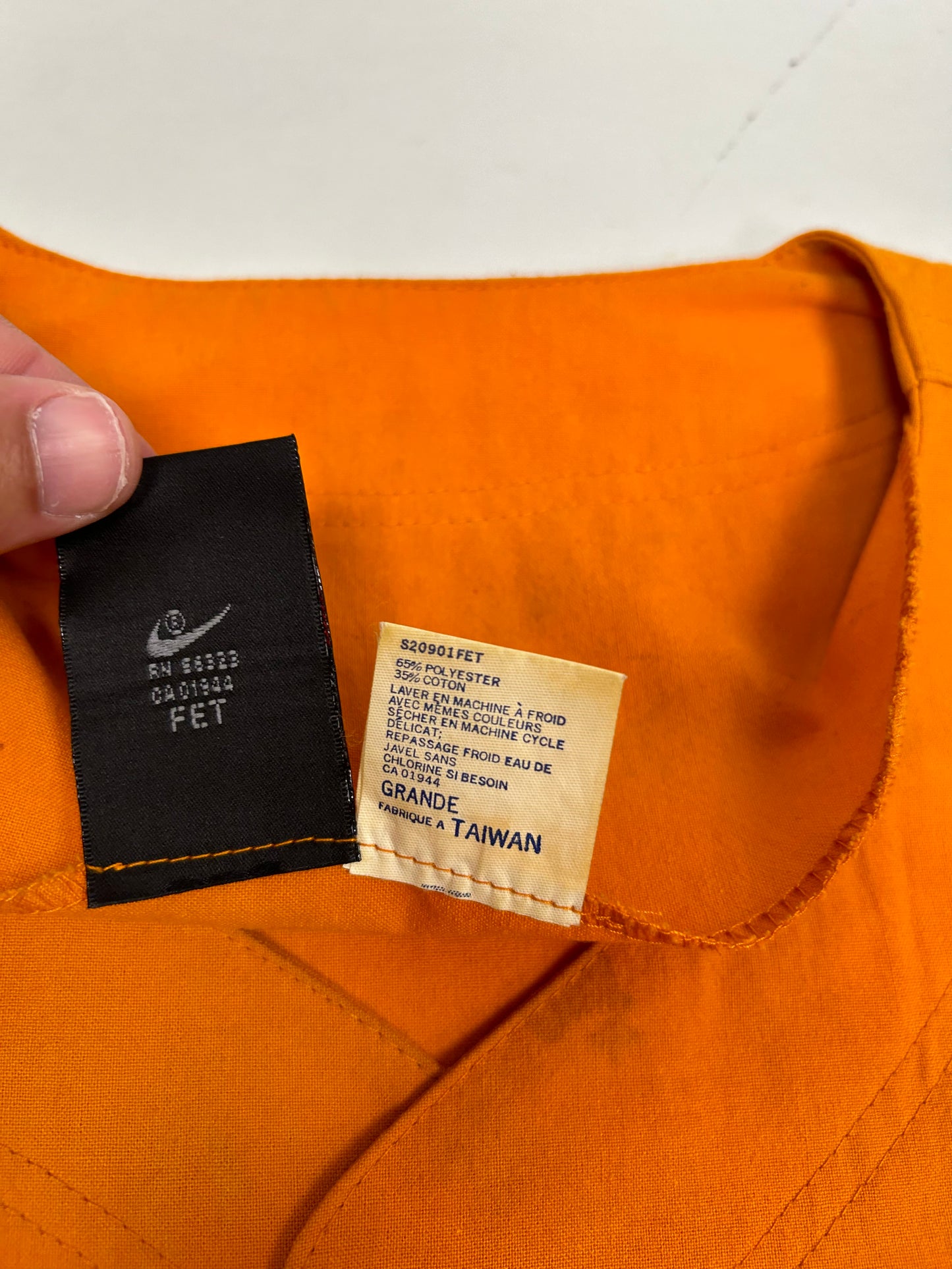 Vintage Nike Air Jordan 'Spellout Logo' Baseball Jersey Orange 1991 Rare Large 25.5x31/33.5 Inches