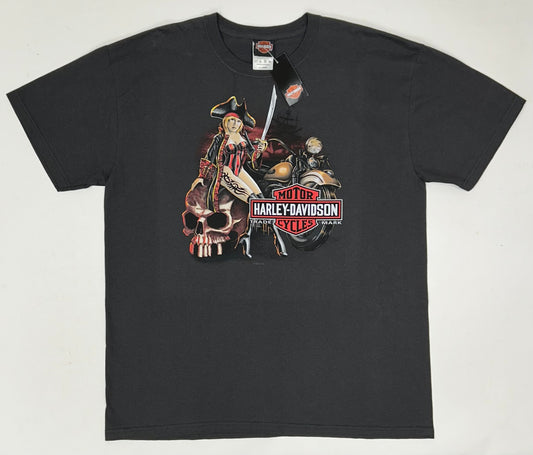 2013 Harley Davidson Motorcycles North End Plattsburgh NY Lady Pirate Tee Brand New Old Stock With Tags Gray XL 24.5x31.5 Inches