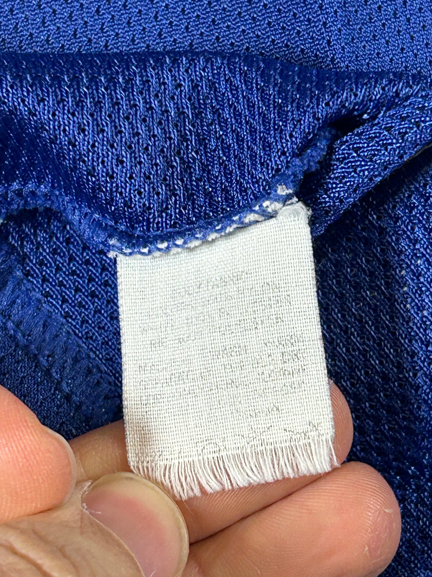 Vintage 90s Champion John Starks #3 New York Knicks NBA Felt Patch Jersey Blue 48 XL 23.5x32.5 Inches