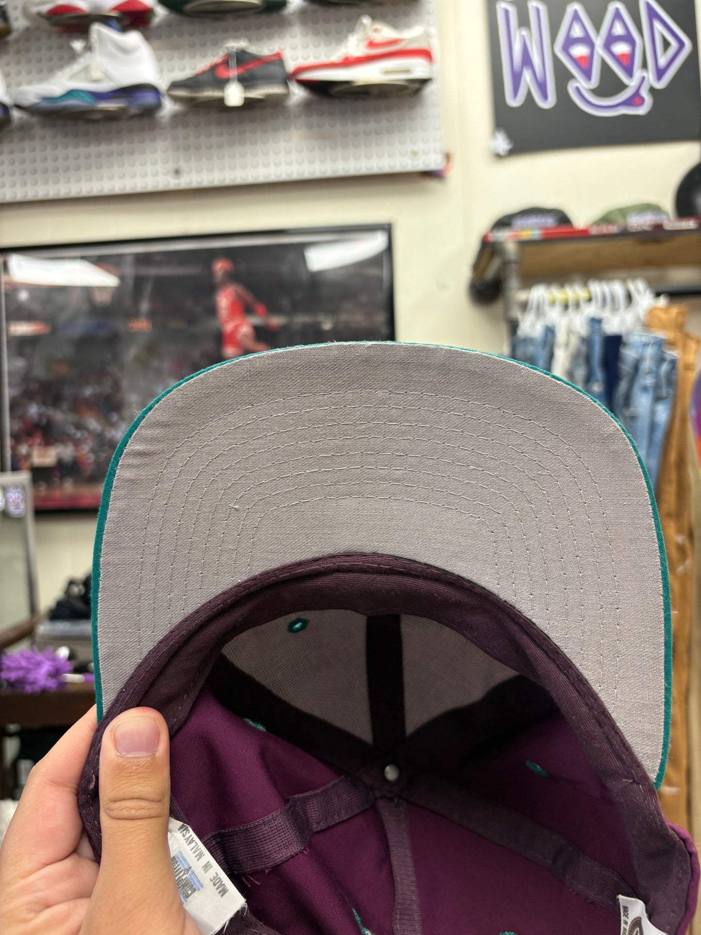 Vintage 90s Anaheim Mighty Ducks Hat Purple Snapback Disney Store