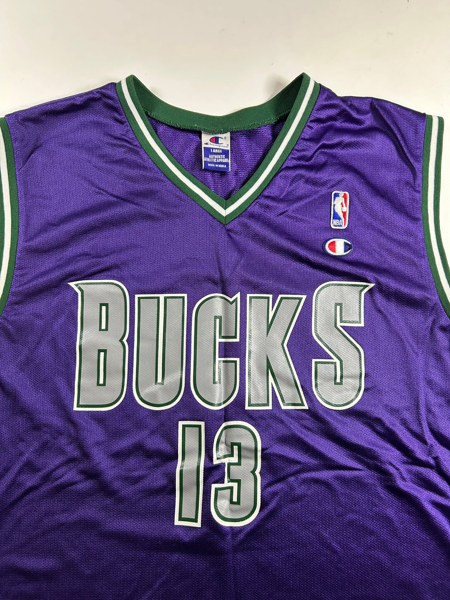 Vintage Glenn Robinson #13 Milwaukee Bucks Champion NBA Jersey 44 Large Big Fit 25x31 Inches Wide Shoulder Edition Purple