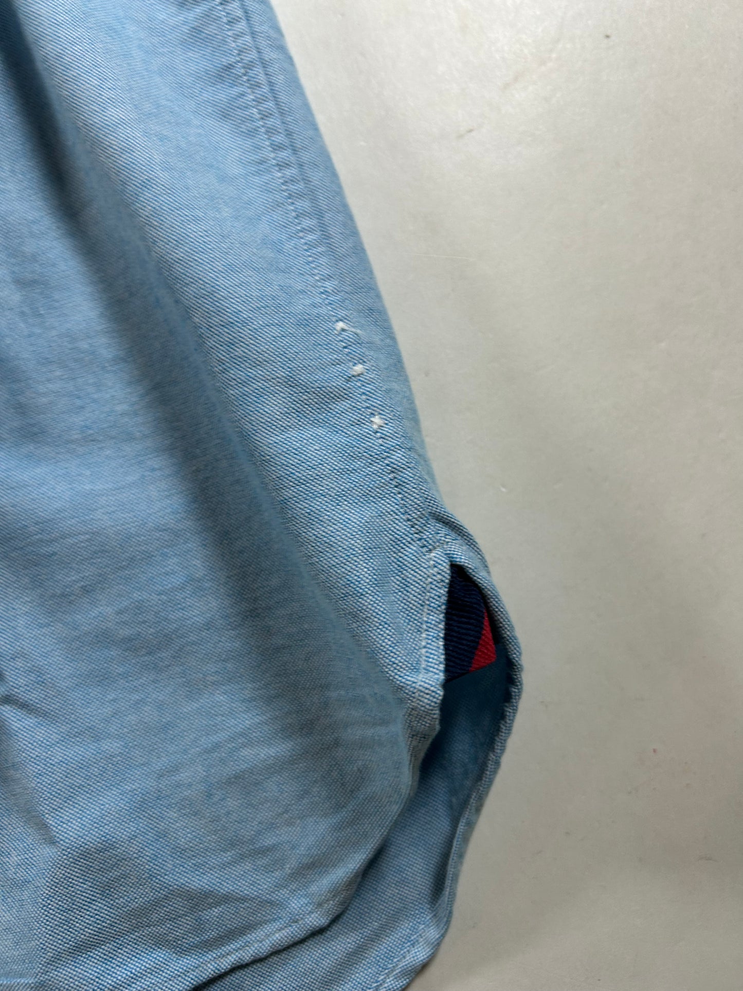 Polo Ralph Lauren Classic Fit Button Down Shirt Size Medium 22.5xBlue Made In Philippines 00s