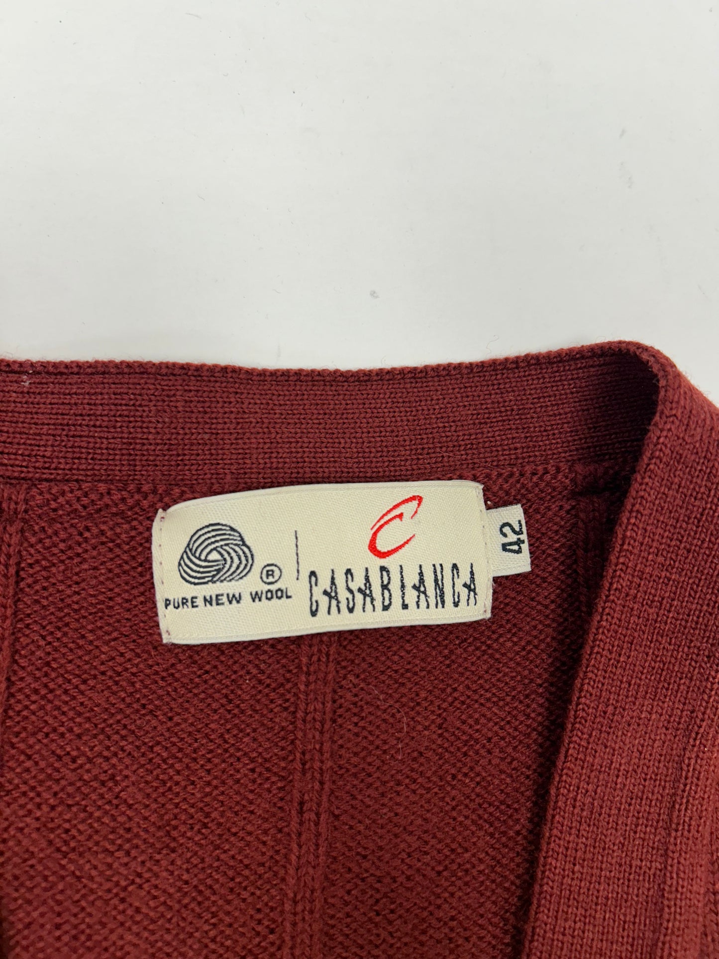 Casablanca V Neck Sweater Vest Button Down Pure New Wool Adult Size 42 23x29.75 Inches