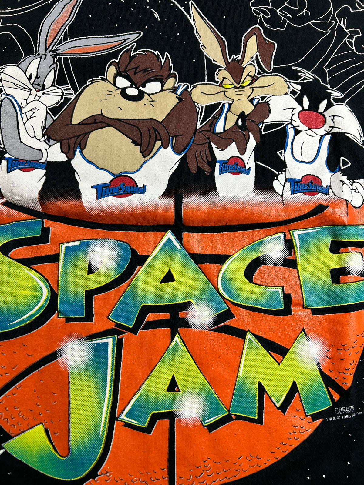 Vintage Space Jam Movie Promo Long Sleeve T-shirt 1996 Looney Tunes XL 24.5x31.25 Inches
