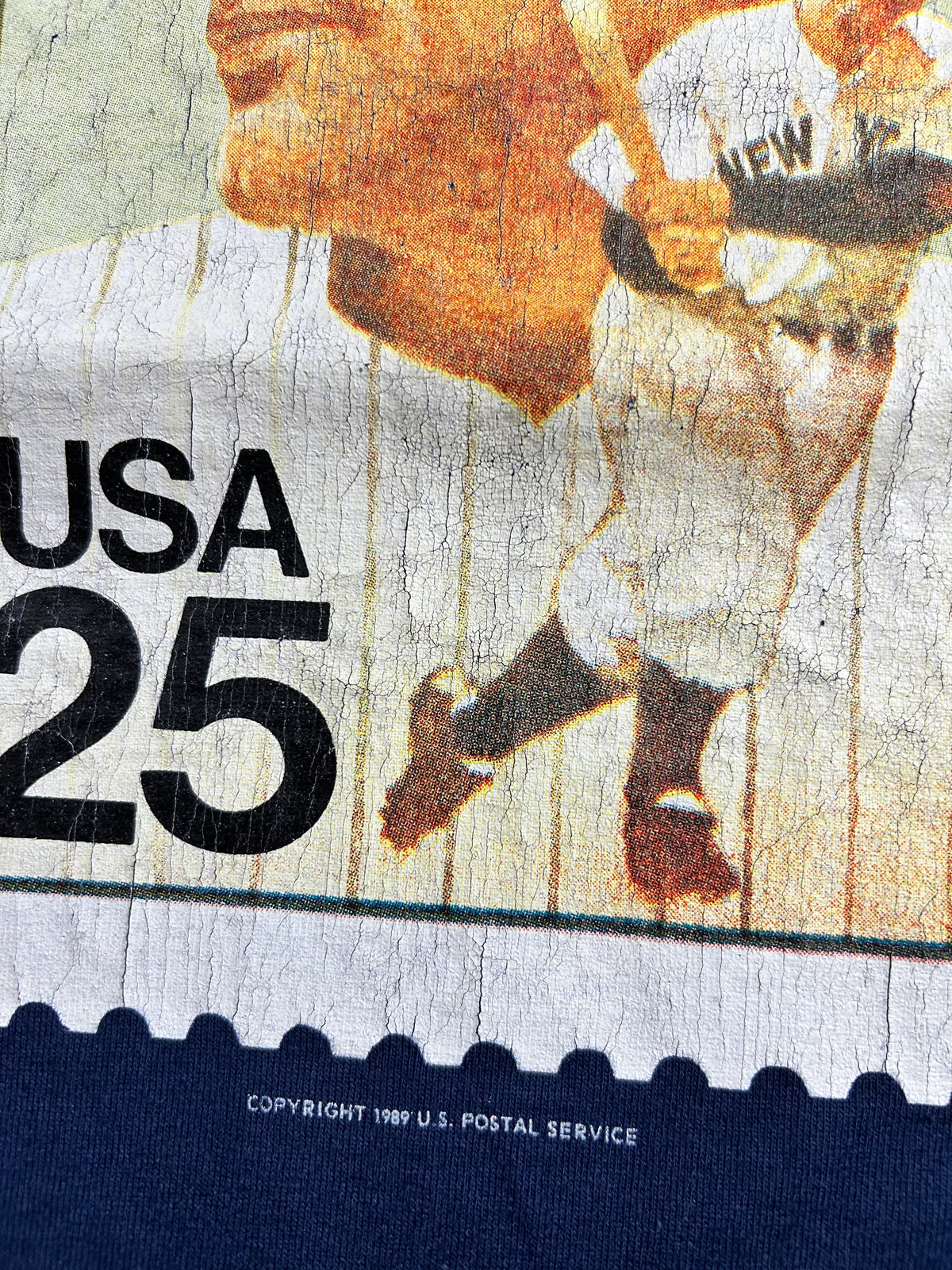 Vintage MLB U.S. Postal Service Stamp New York Yankees Lou Gehrig 1989 Tee M/L Fit 20.5x28.25 Inches