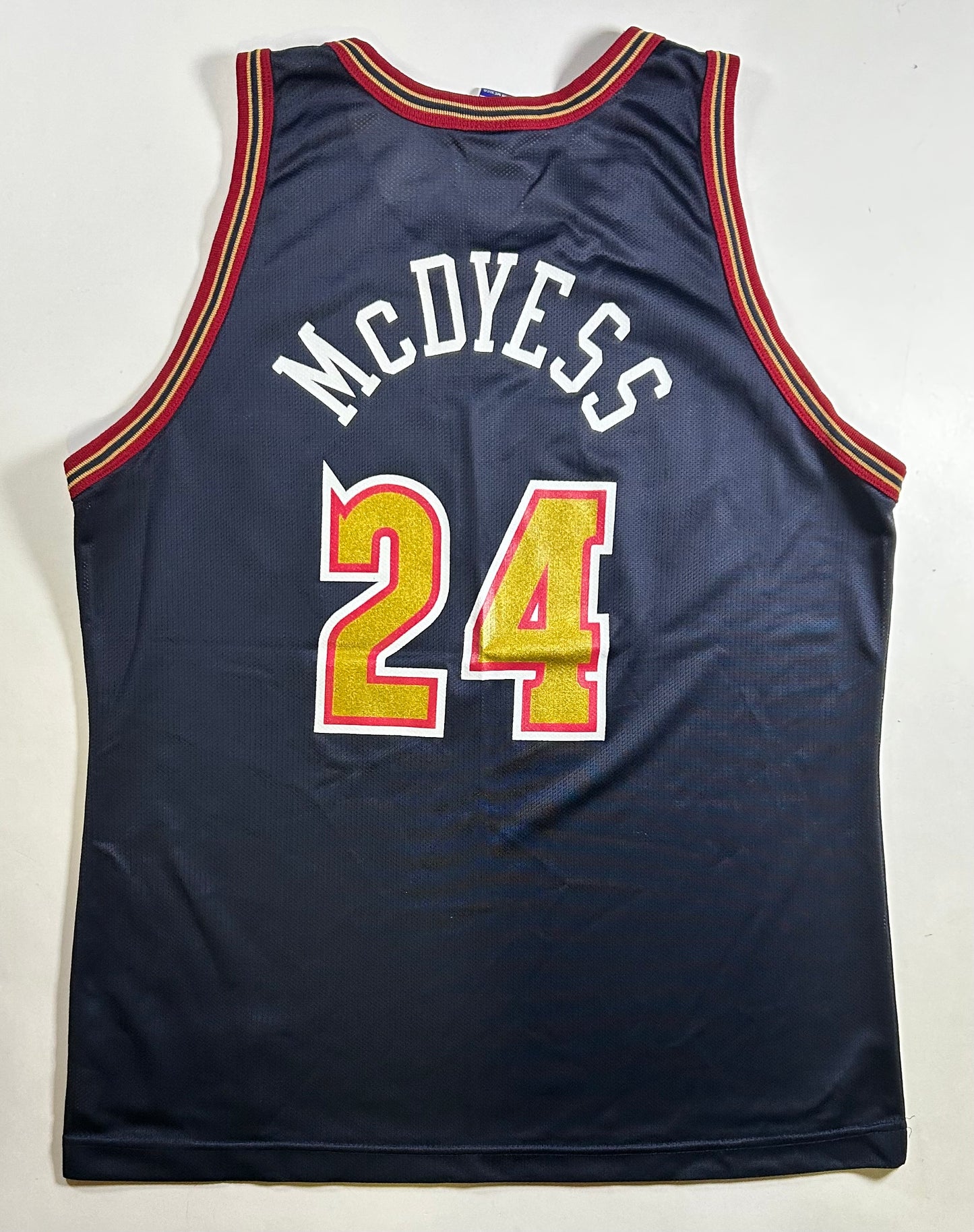 Vintage 90s Champion Denver Nuggets Antonio McDyess NBA Jersey 44 Large 22.75x30.75 Inches