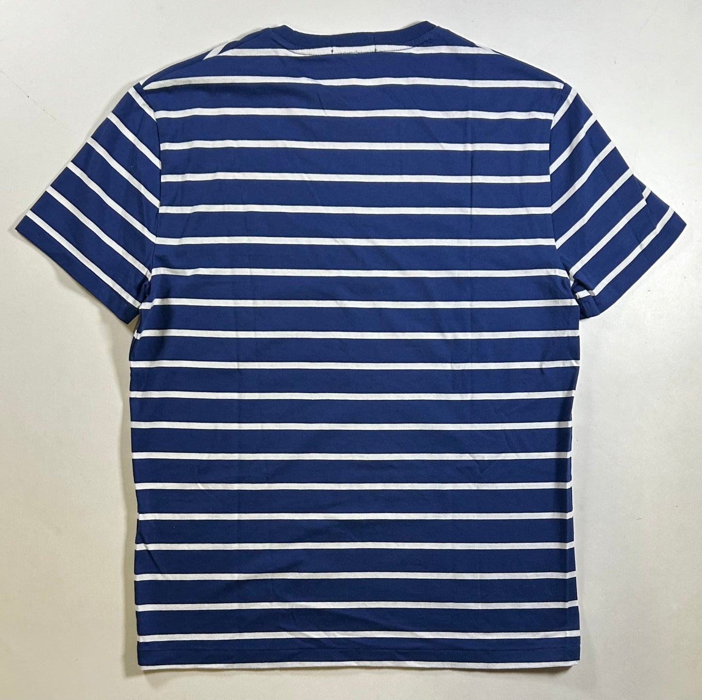Polo Ralph Lauren T-shirt Custom Slim Blue White Pony Striped Short Sleeve Medium 19.75x27 Inches