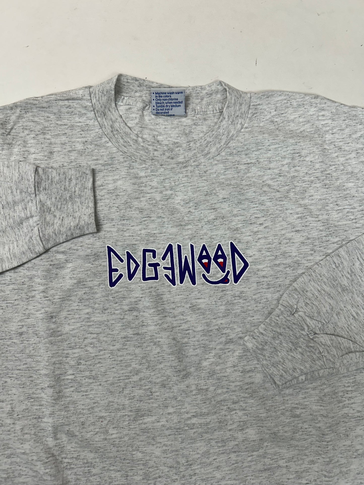 Edgewood NJ first edition “Deeper Than The Roots.” Long Sleeve Tee 2XL Allsport Tag 100% Cotton Made In USA Heather Gray