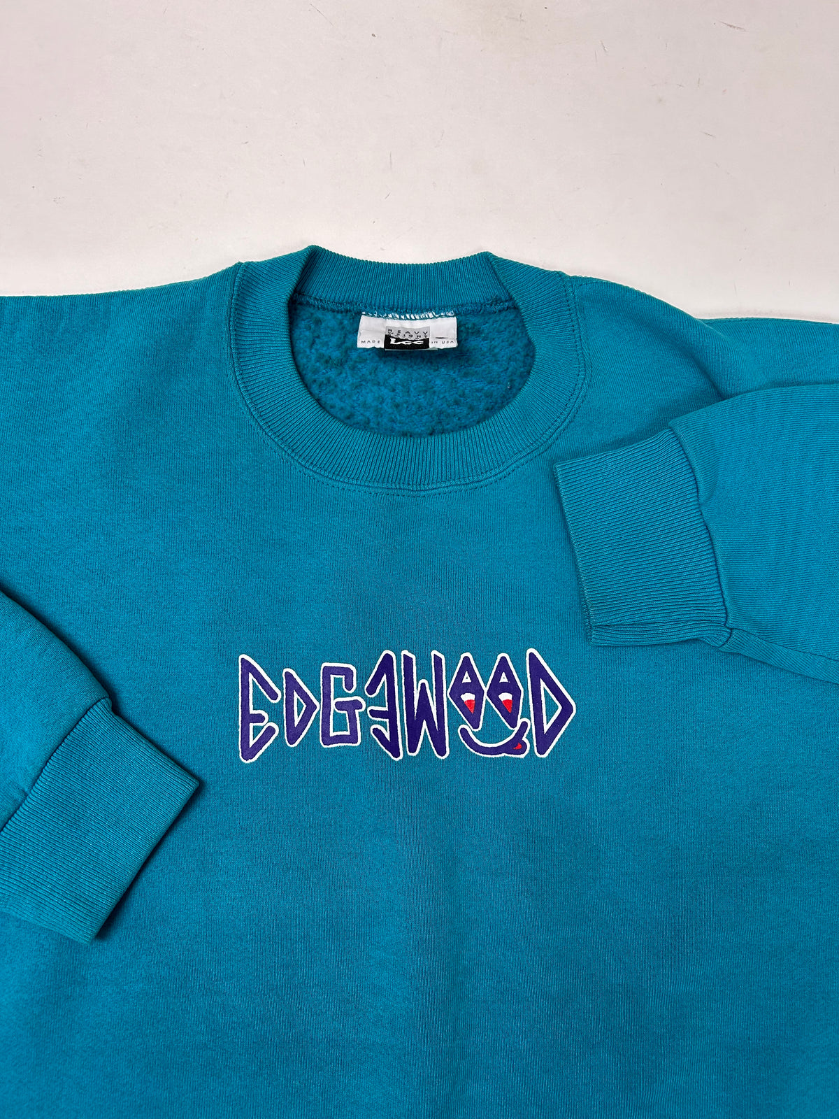 Edgewood New Jersey Deeper Than The Roots Crewneck Sweatshirts Lee Tag Turquoise Blue Boxy M/L Fit 24.25x25 Inches As Is