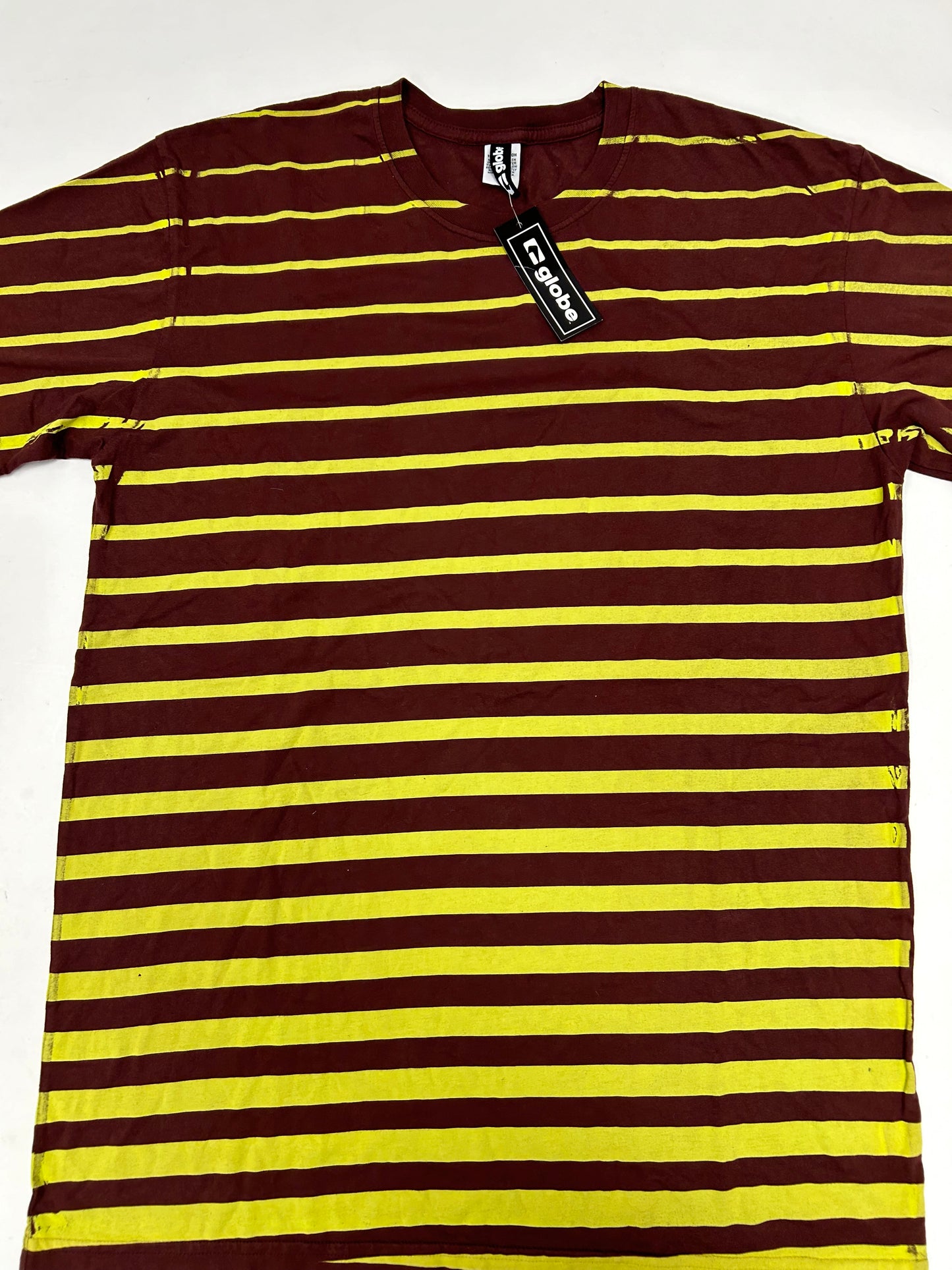 Vintage Globe Shoes Skateboarding Down Stripe Slim Fit Skate Tee New With Tag Tagged XL Can Fit Large Slimmer Style Fit 22.25x31.75 Inches