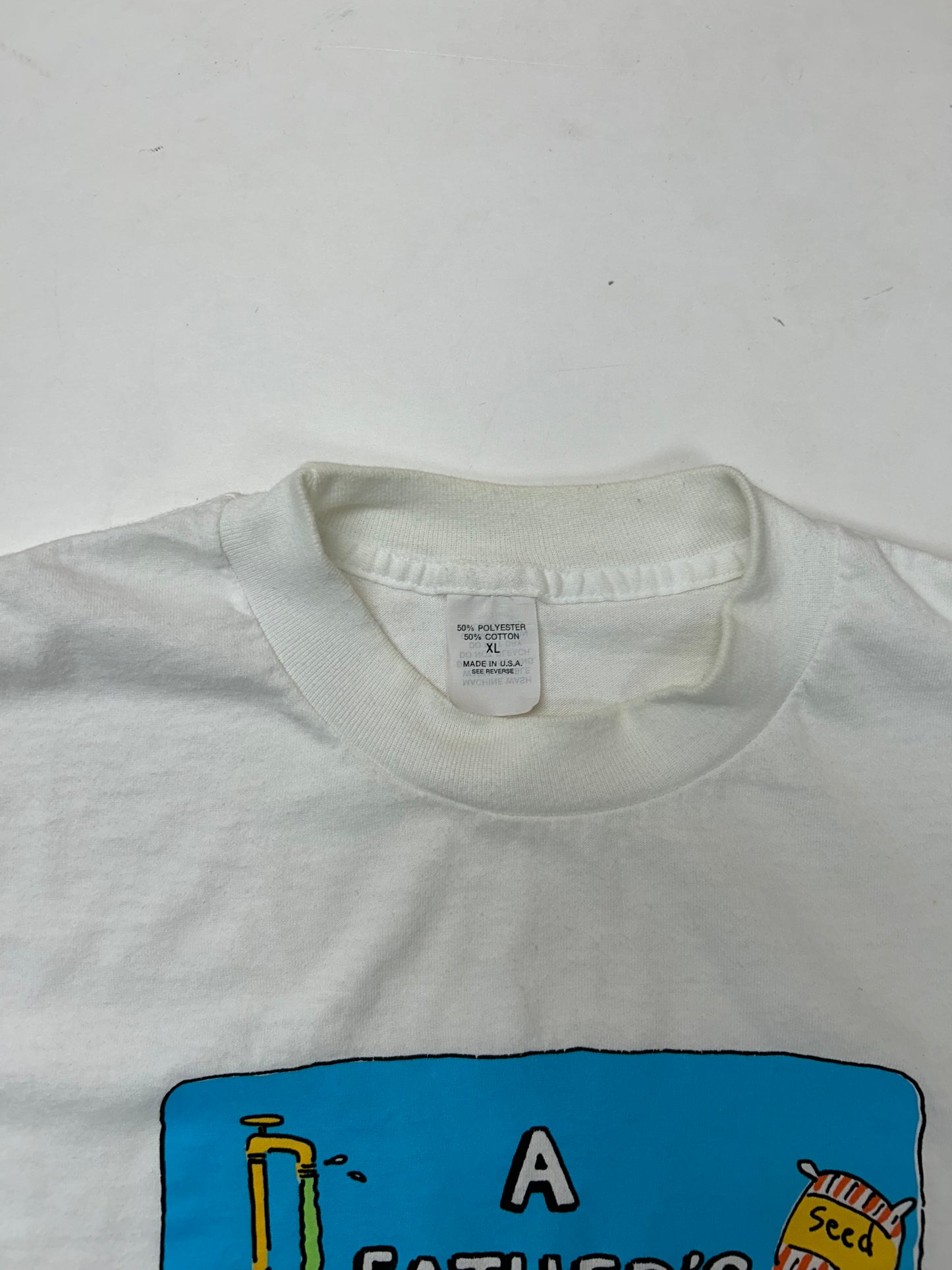 Vintage A Father’s Lawn Work Is Never Done Shoebox Greetings Funny Tee L/XL 22.5x27.25 Inches Fit