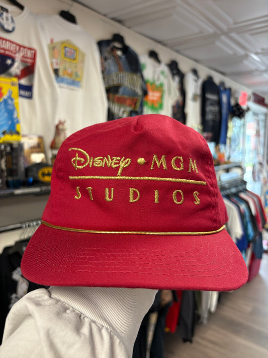 Vintage Disney MGM Studios Gold embroidered trucker hat red/maroon USA made