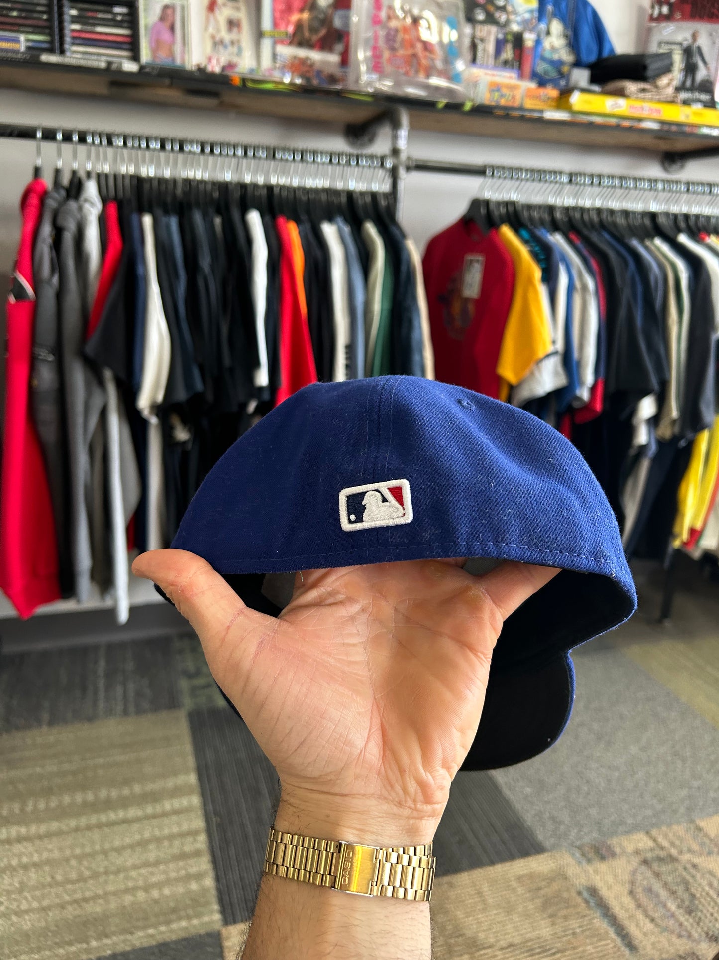 Los Angeles Dogers NewEra Hat Fitted Cap Adult Size 7 1/4 Blue LA Logo Polyester China