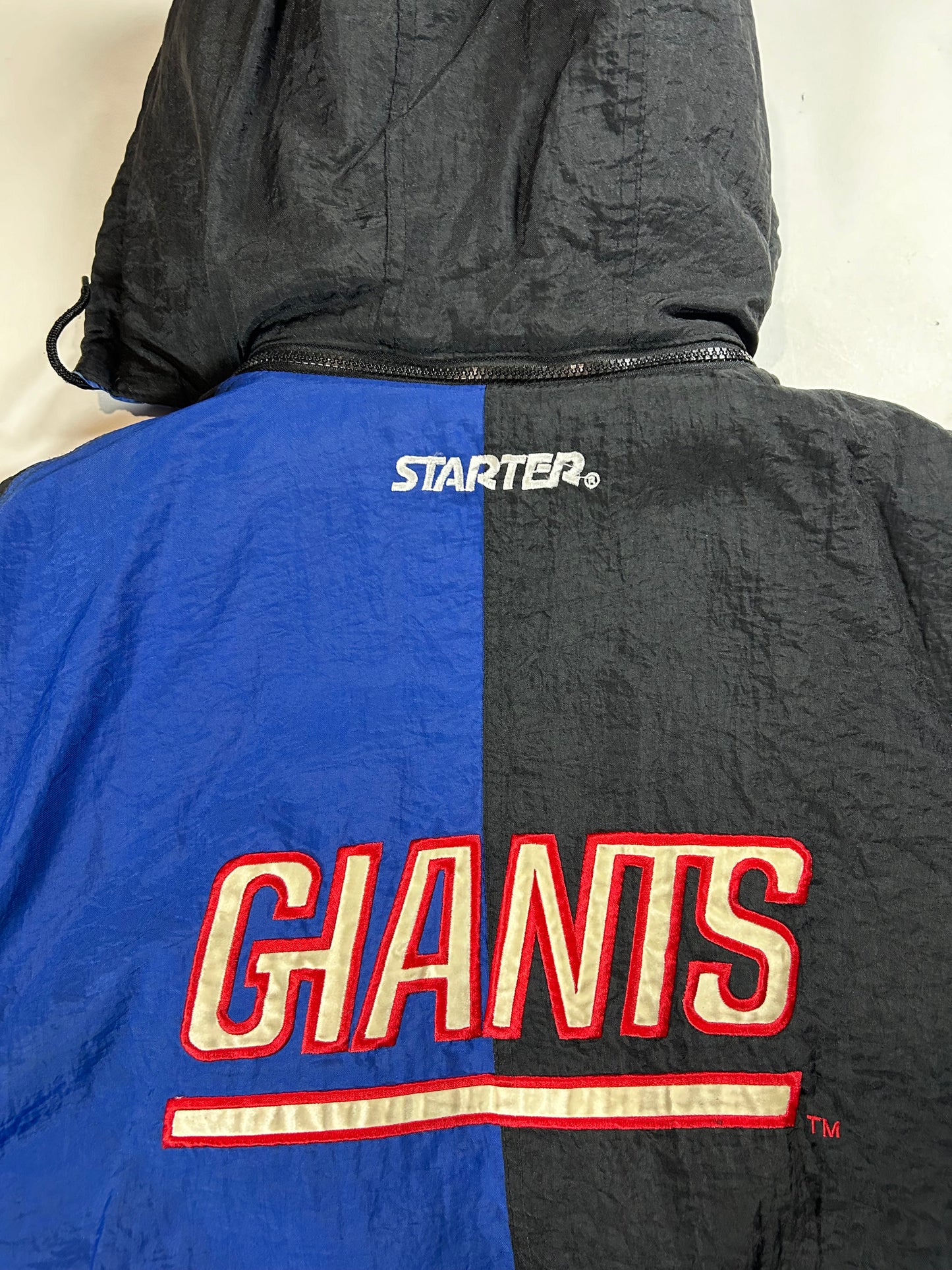 Vintage 90s Starter New York Giants Jacket Zip Puffer Quilted Jacket Large Can Fit XL 27x29.25 Inches NYG