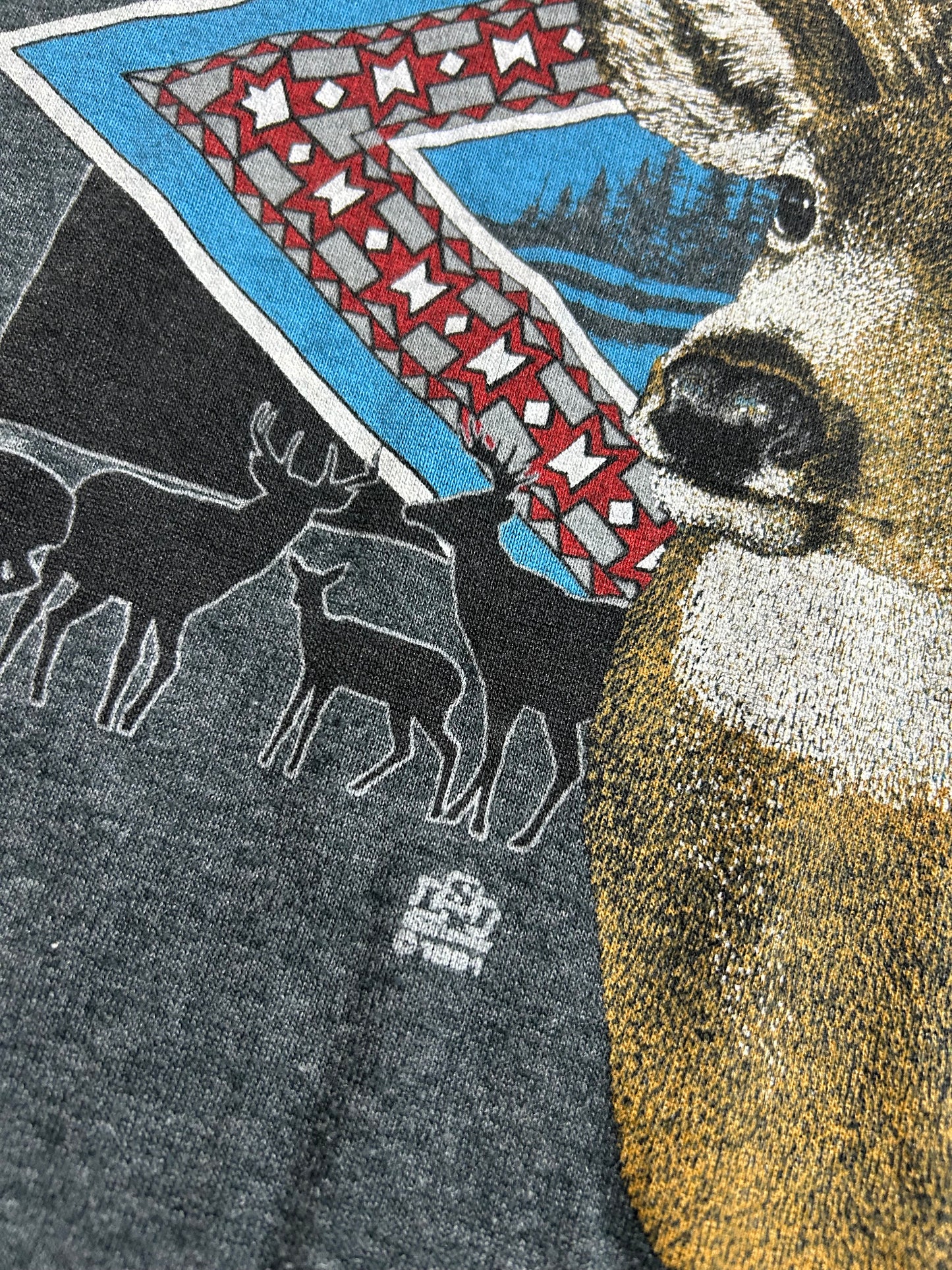 Vintage Jerzees 1991 Whitetail Deer Odocoileus Virginianus Animal Graphic Tee Large/Medium 21x27 Inches