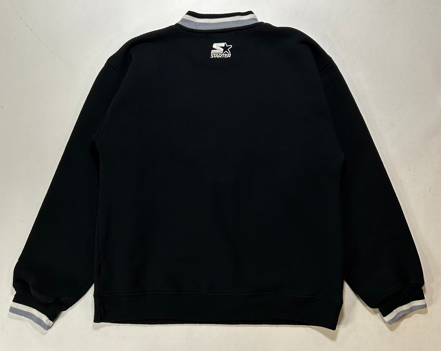 Vintage 90s Starter Oakland Raiders NFL Crewneck Sweatshirt Medium Fit 22.25x26.5 Inches Black