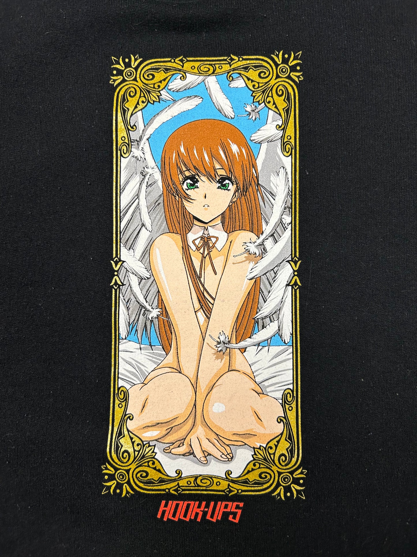 Hook-Ups Angel Girl Hooded Sweatshirt Hook Ups Skateboards Anime Hoodie Large 24.25x27.25 Inches