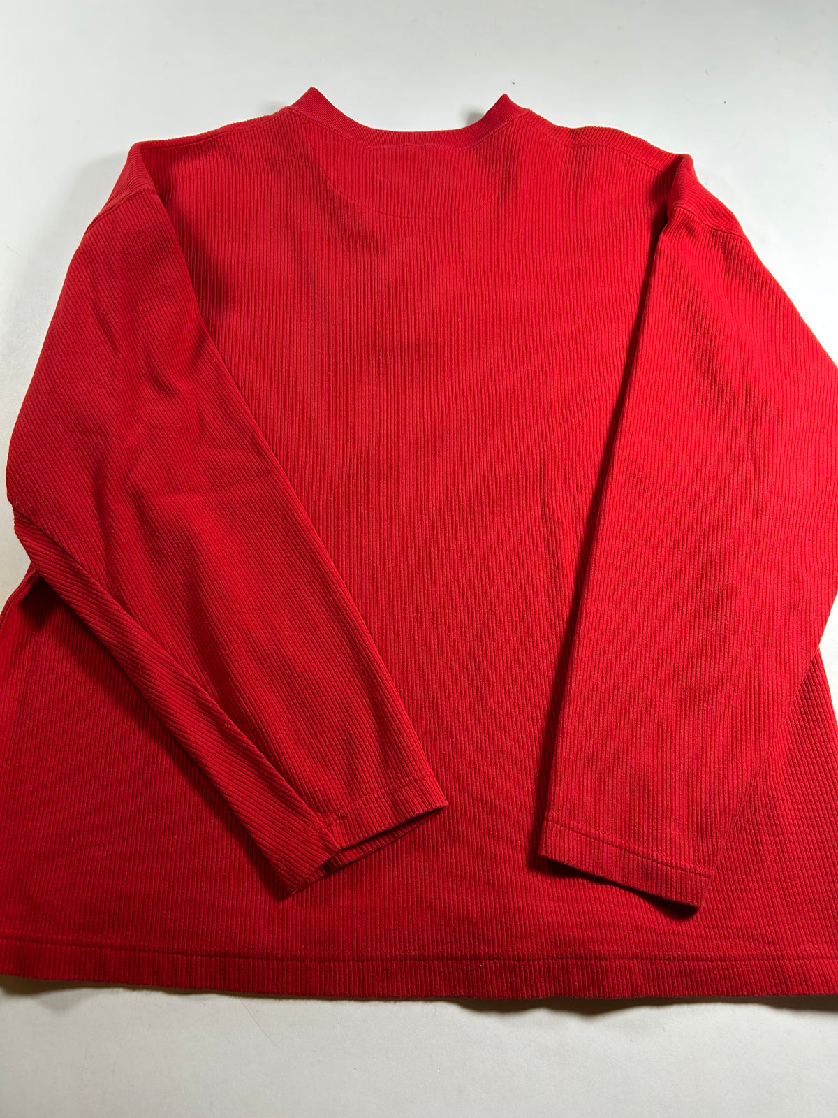 Vintage 90s Marlboro Unlimited Thermal Red Ribbed Cotton Pullover Henley XL 24.75x28.25 Inches