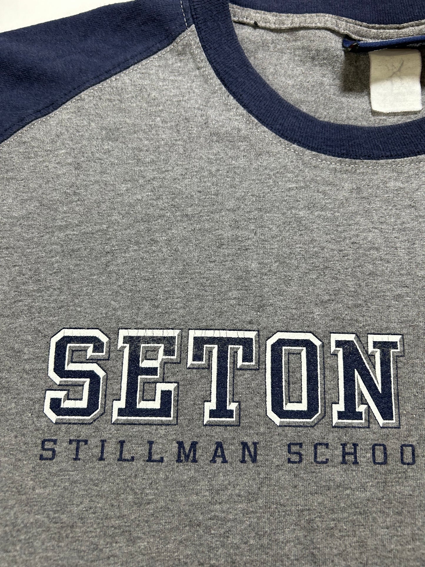 Vintage 00s Jansports Seton Hall Stillman School Of Business College Long Sleeve Tee Large Can Fit XL 23.25x30.25 Inches Gray/Blue