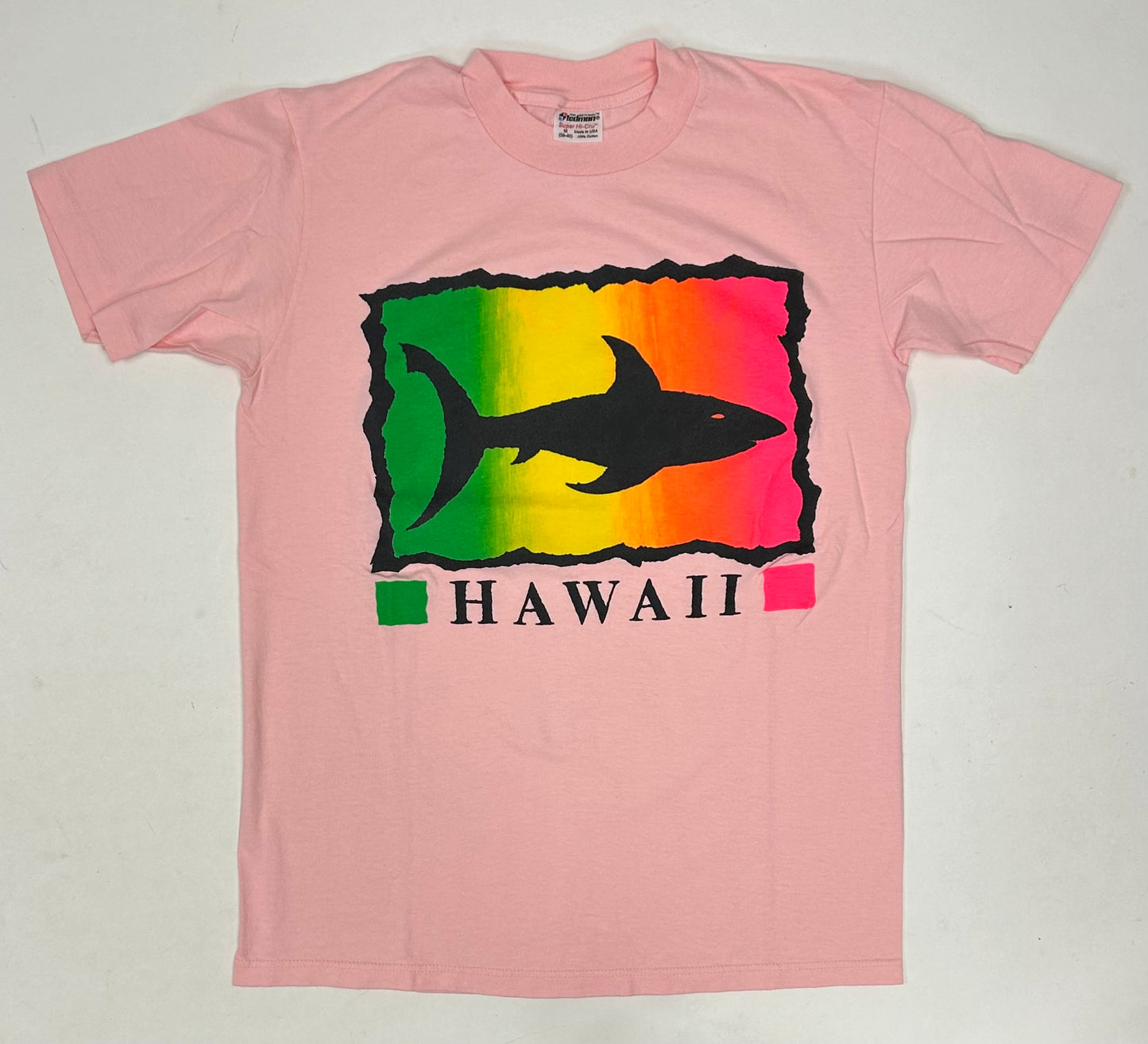 Vintage Hawaii Shark Shirt Stedman Made USA Single Stitch Surf Graphic Size Medium/Small 19x26.5 Inches