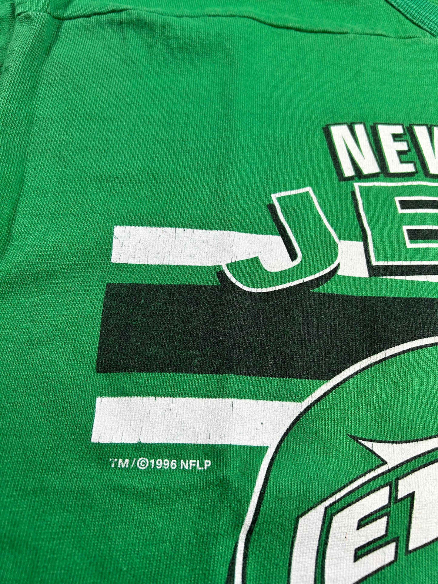 Vintage Team Rated New York Jets NFL 3/4 Sleeve Tee 1996 Medium 21x26 Inches As Is