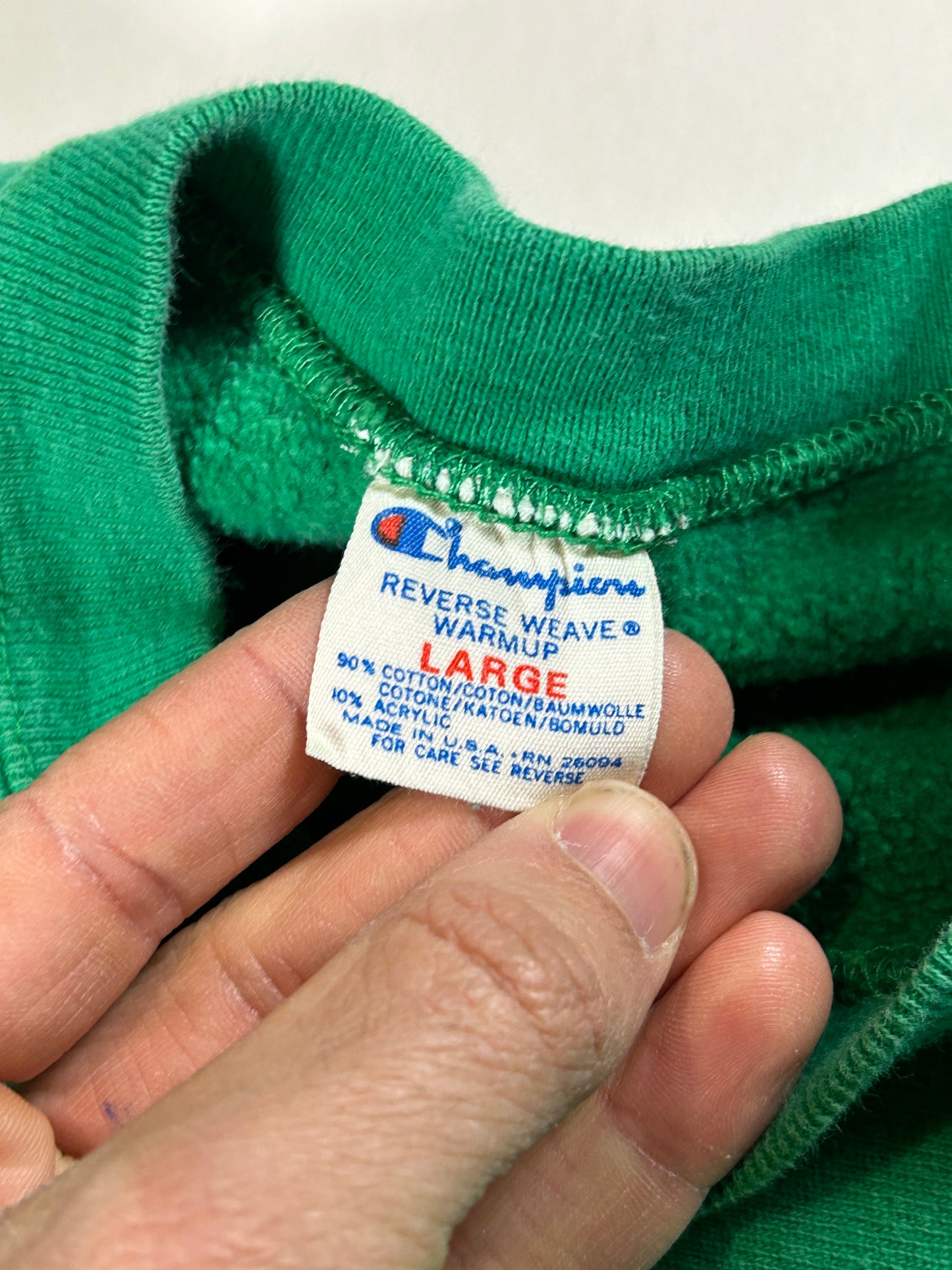 Vintage 80s Champion Reverse Weave Kelley Green Crewneck Sweatshirt 22.25x28.25 Inches Mediumish Fit