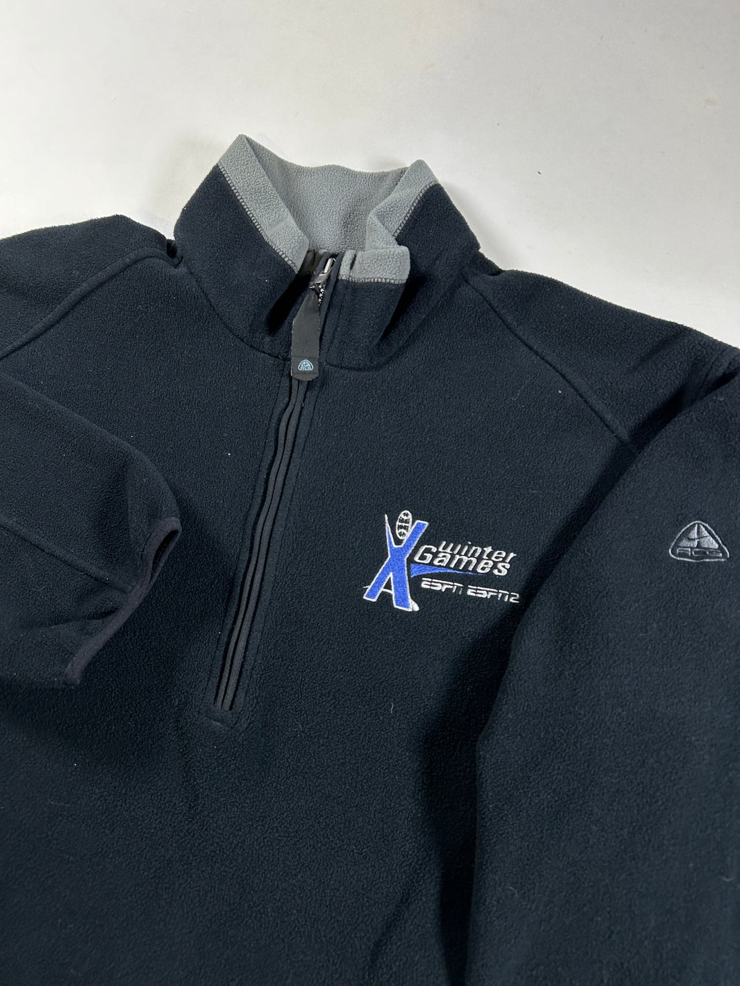 Vintage Nike ACG Winter X Games Fleece 1/4 Zip Jacket Therma-Fit XL/L Fit 26.75x28 Inches Black