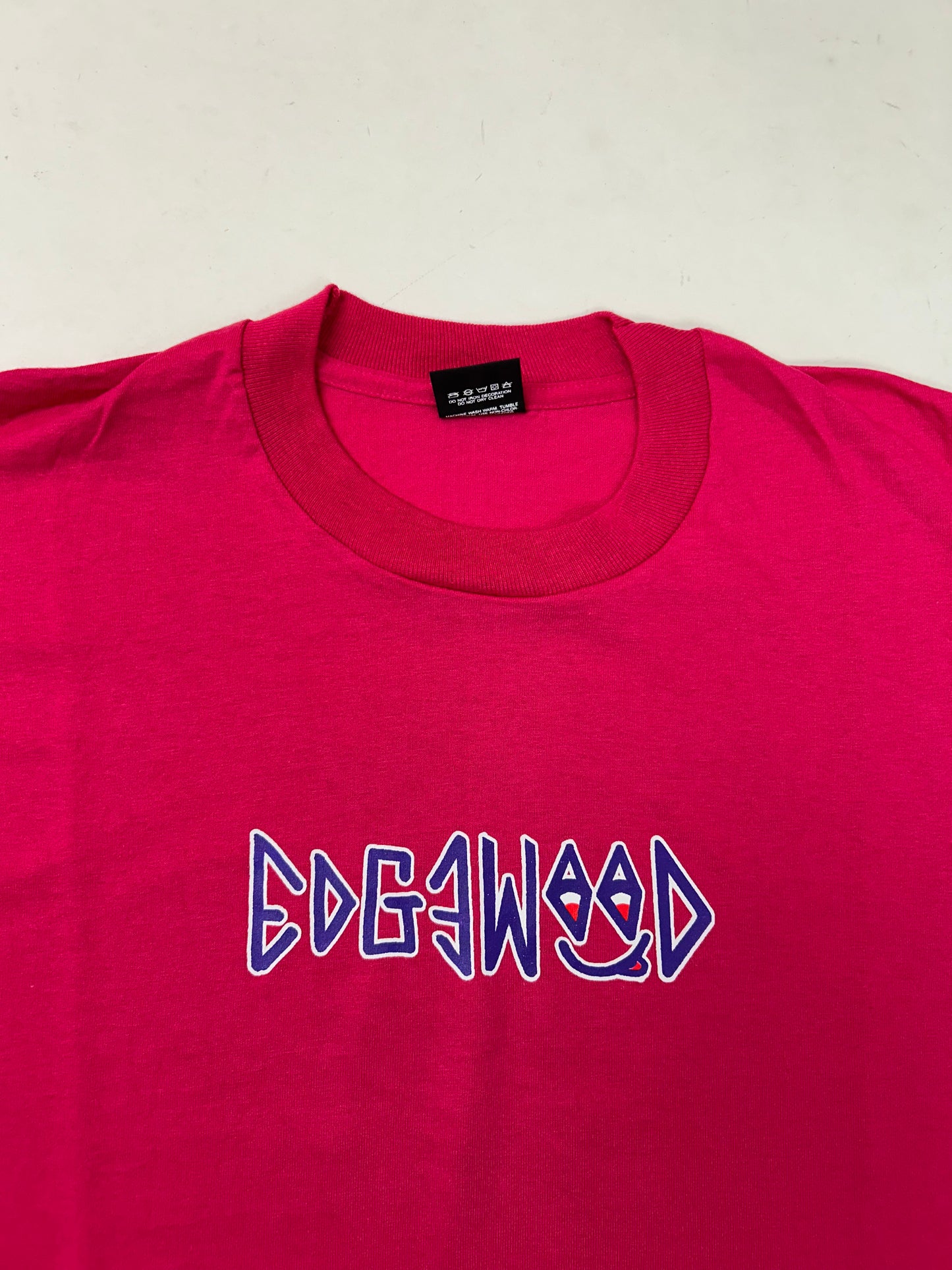 Edgewood NJ first edition “Deeper Than The Roots.” Tee XL 24x30.25 Inches Early 90s Screen Stars Best 50/50 Blend USA Made Raspberry