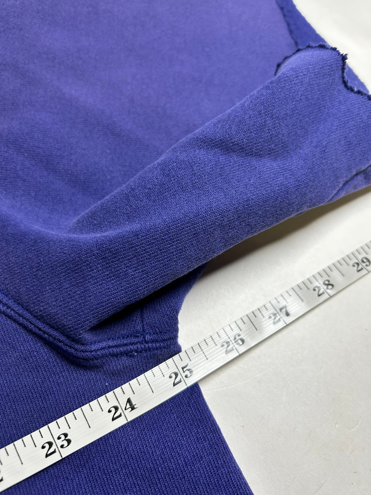 Vintage 90s Champion Script Chopped Sleeves Crewneck Sweatshirt Workout Steez L/XL Fit 25.25x27.5 Inches Purple