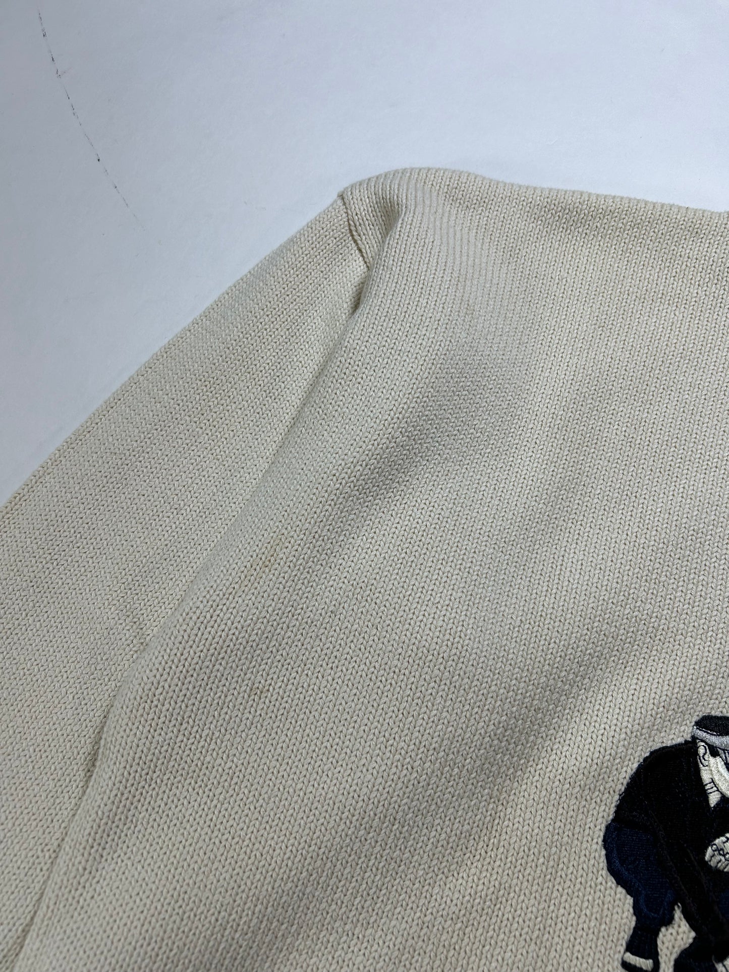 Vintage Izod Championship Golf Sweater Off White Knit Embroidered Mens Large 24.25x27.25 Inches