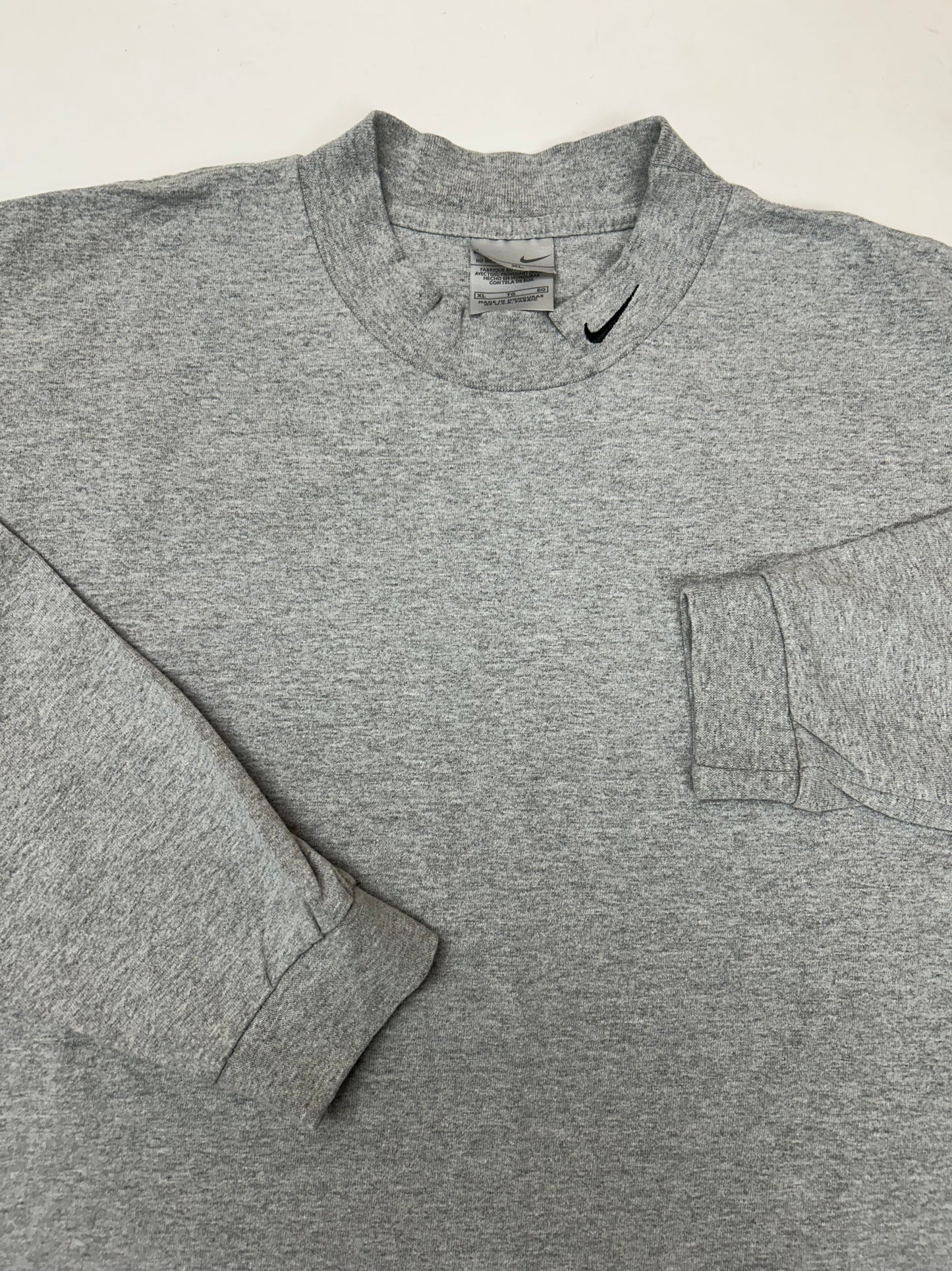 Vintage 00s Nike Swoosh Mock Neck Long Sleeve Shirt Gray Big XL 27x30.75 Inches