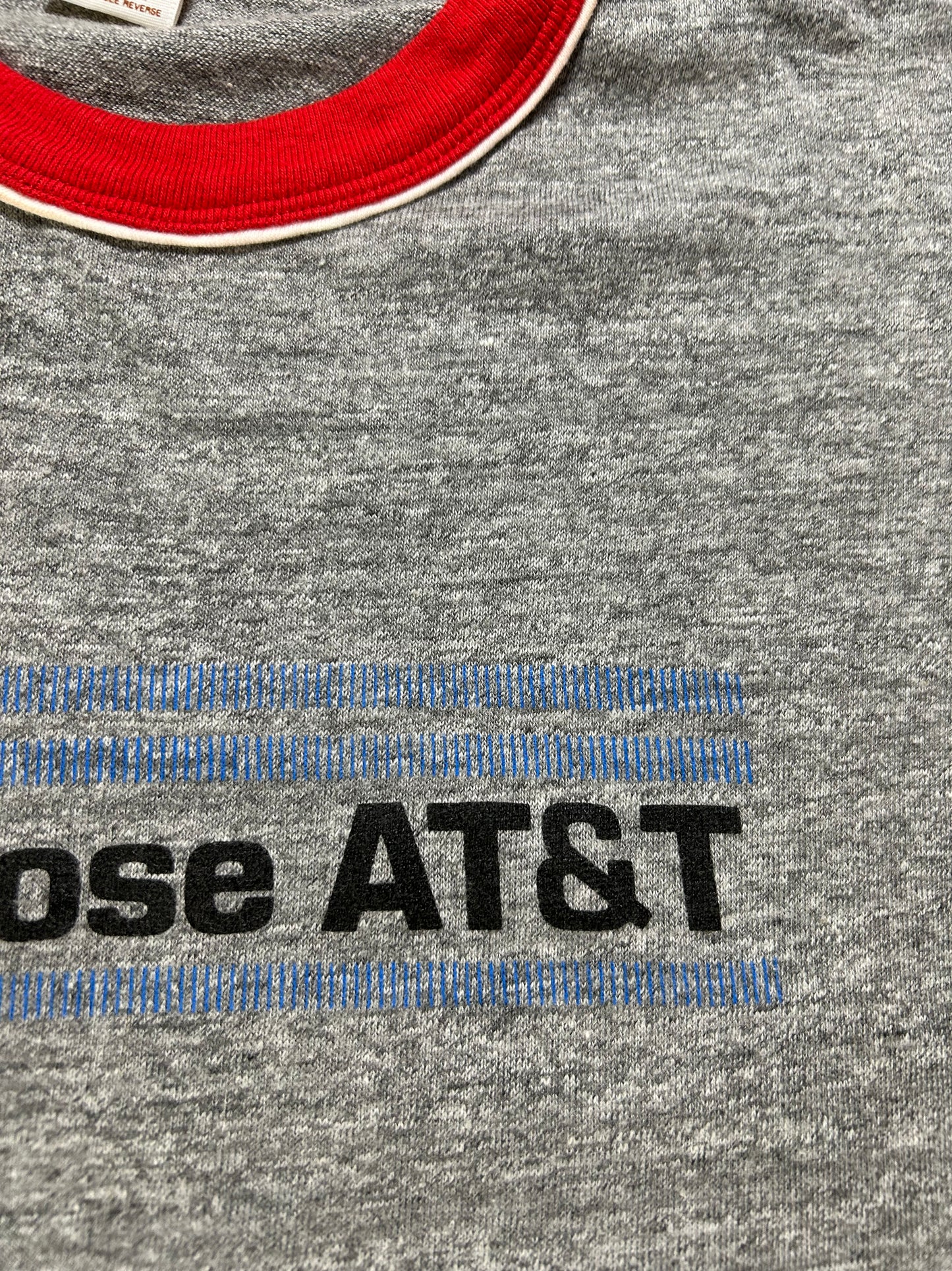 Vintage 80s AT&T Phone Choose AT&T Promo Ringer Tee L/M Fit 21.25x27.25 Inches Gray/Red