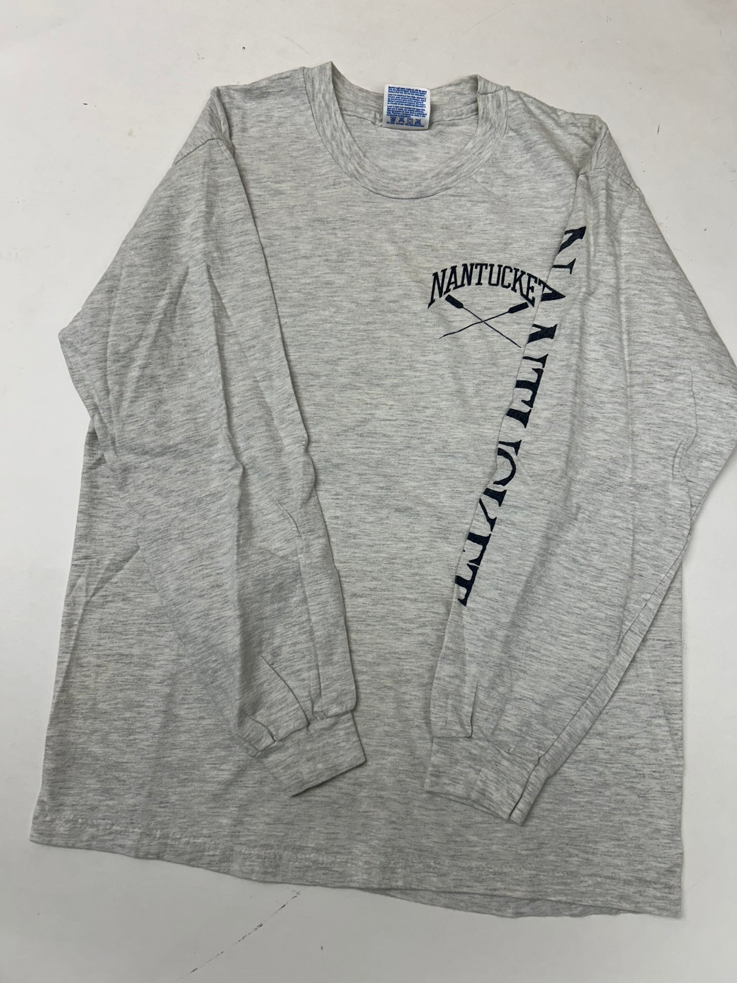 Vintage University Of Nantucket Rowing Long Sleeve Tee Gray Medium 19.75x26.5 Inches
