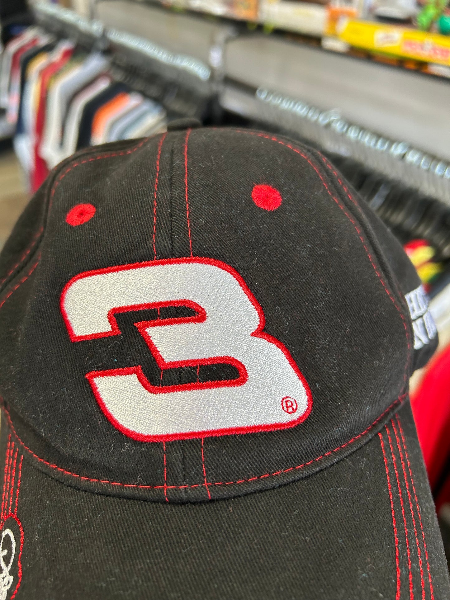 Vintage NASCAR #3 Dale Earnhardt & Johnny Cash Hat Embroidered Red/Black Adult Adjustable OSFM