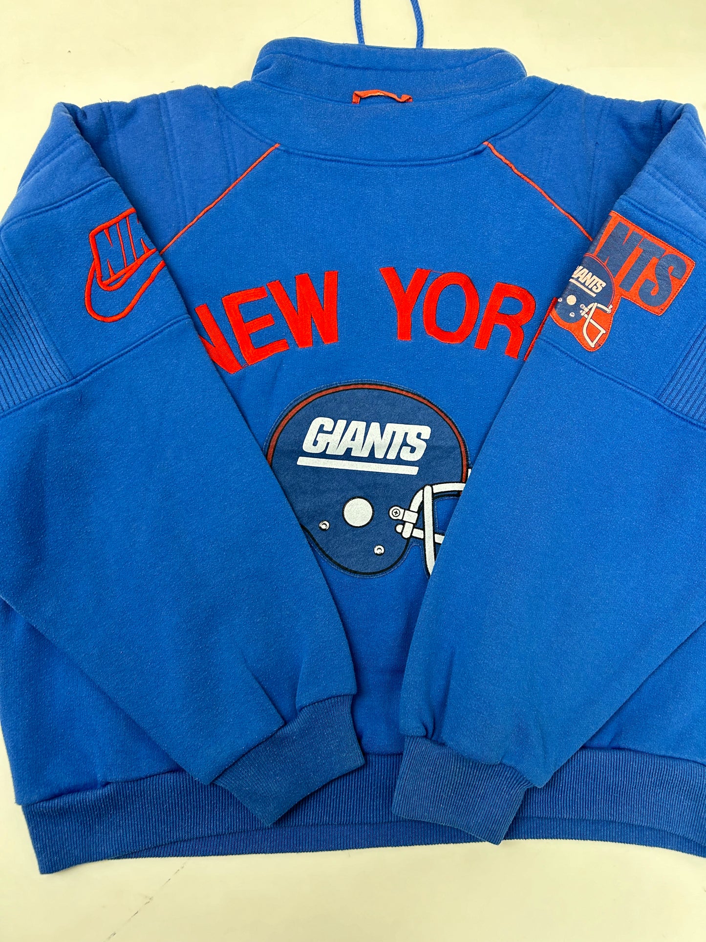 Vintage Nike NFL Quarter Zip Jacket New York Giants Large 25.5x25.25 Inches 80s 90s Rare