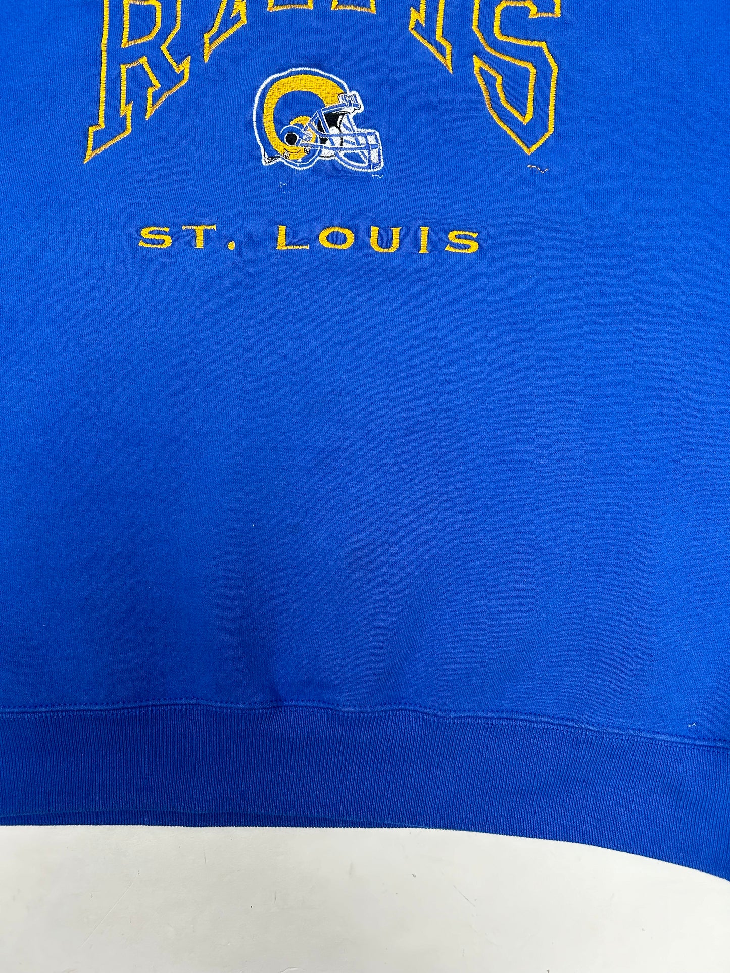 Vintage Lee St. Louis Rams NFL Crewneck Has Paint & Marks As Is Large/Medium 24.5x27.75 Inches