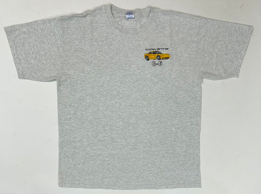 Vintage 00s Corvette C-6 Chevrolet Car Promo Chest Embroidered Logo Tee XL 24x29.75 Inches