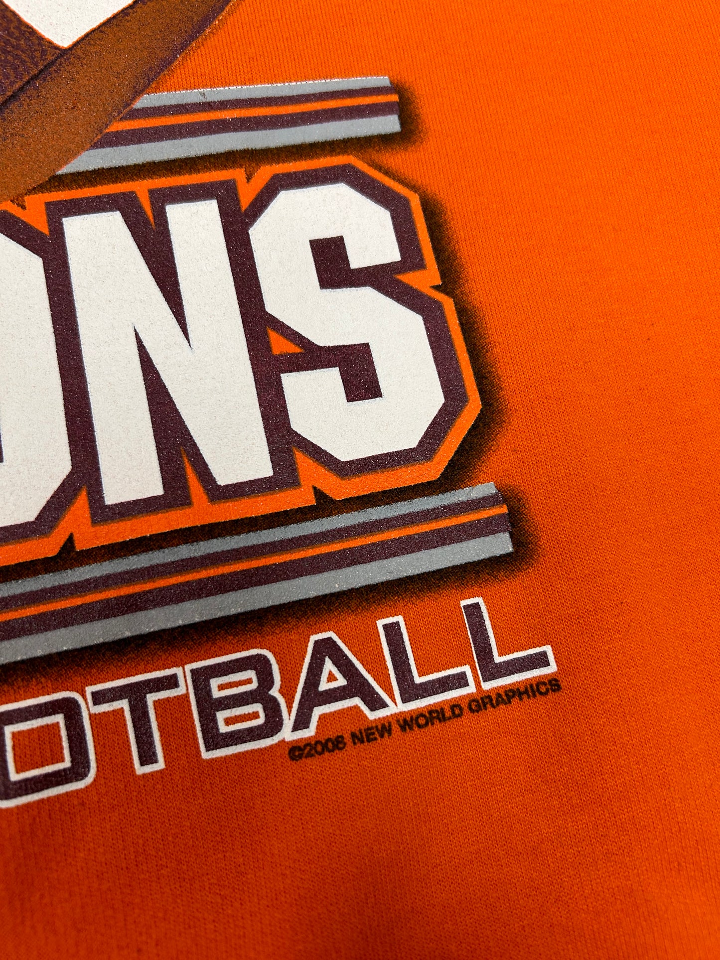 2007 Virginia Tech ACC Football Champions Hooded Sweatshirt Orange Medium 23.75x27 Inches