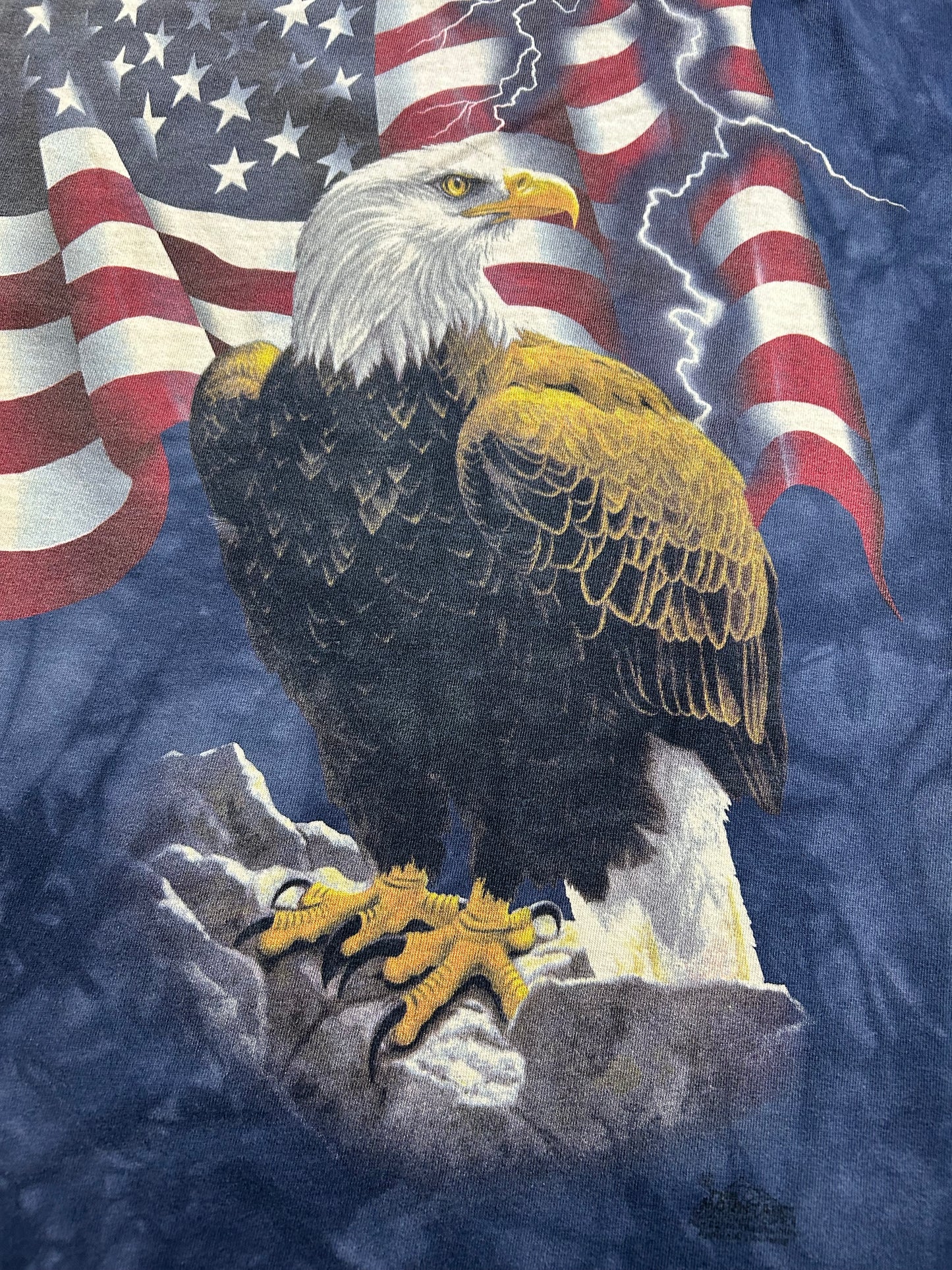 Vintage 2000s The Mountain American Eagle Blue Dye Tee XL 24.75x30 Inches