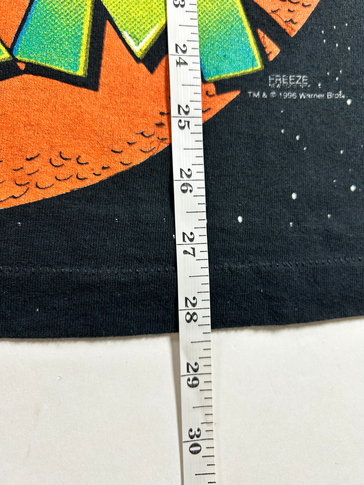 Vintage Space Jam Movie Promo Tee 1996 Freeze Looney Tunes All Over Print Rare L/XL Fit  23.25x28.25 Inches