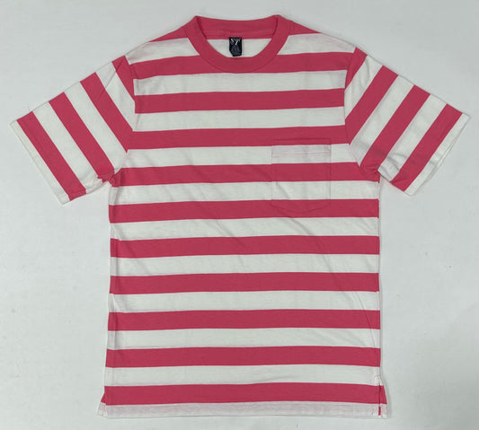 Vintage Lands End Made in USA Single Stitch Stripe Pocket Tee Tagged Size Medium 21x29.5 Inches