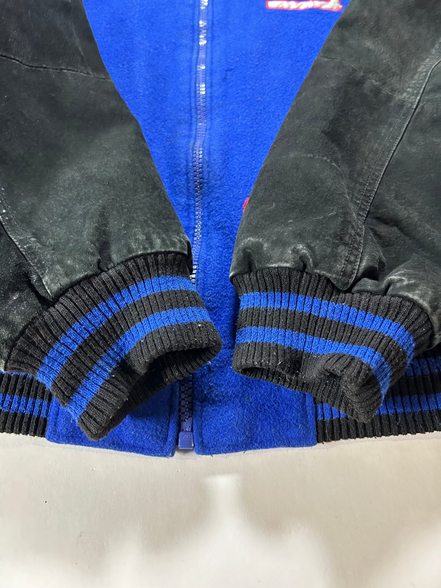 Vintage 00s NFL New York Giants Zip Varsity Jacket Style Jacket Large 27.25x28.75 Inches Has Wear As Is