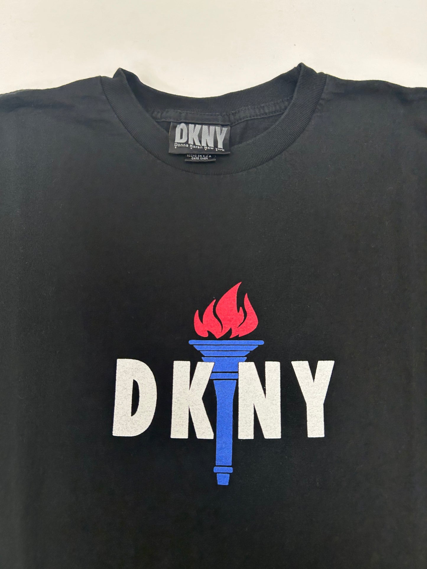 Vintage DKNY Torch Graphic Donna Karan New York USA Tee M/L Fit 21.5x30.25 USA