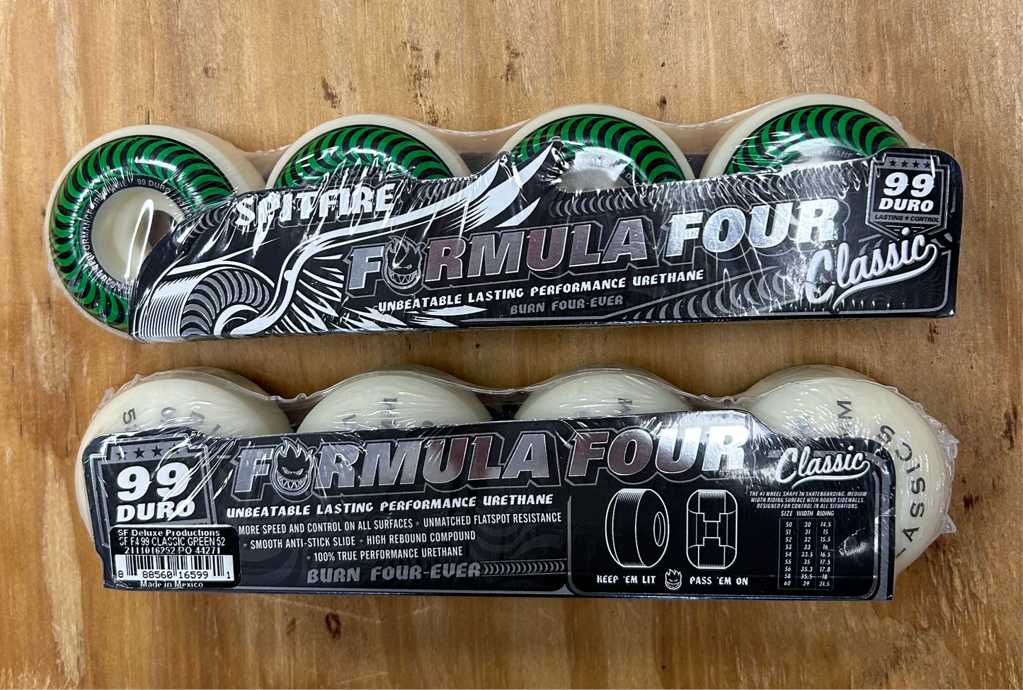 Spitfire Formula 4 Classic Swirl 99 Duro 52 MM Green Wheel